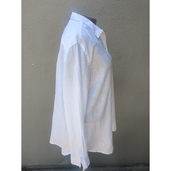 Saks Fifth Avenue Blouse XL 100% Linen Button Front Shirt - Picture 2 of 9